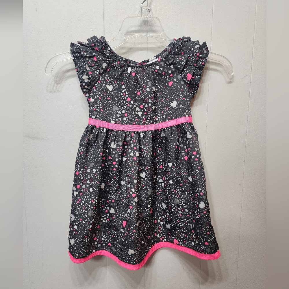 Circo Dress 3T Hearts Short Sleeve Black Pink Casual Lightweight C320